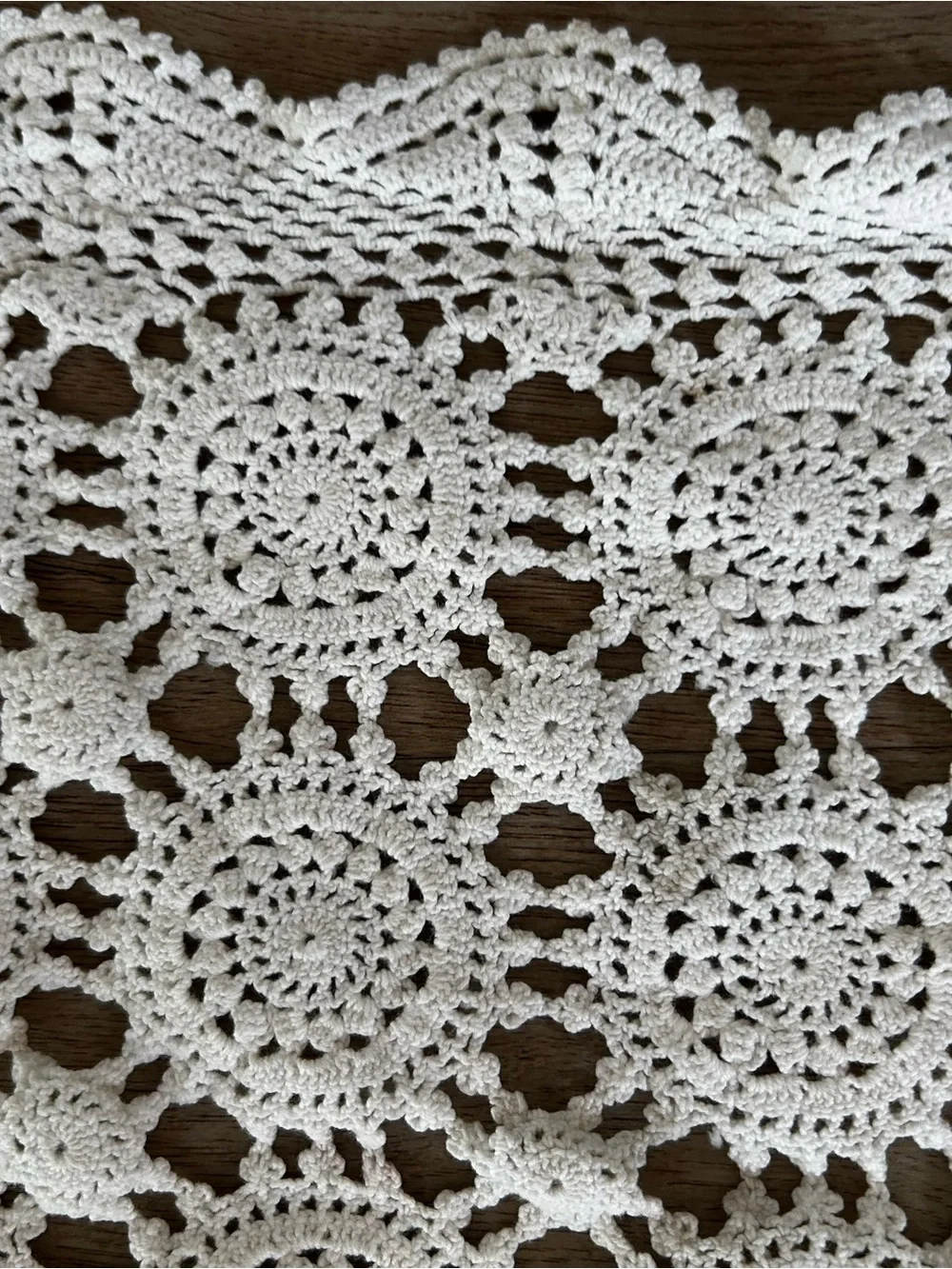 White Crochet Lace Table Runner